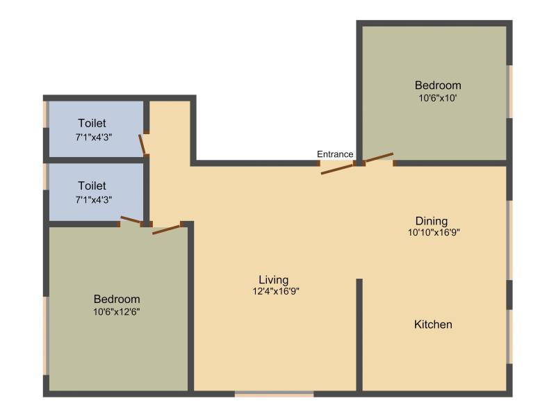 Arjun Properties Vishwamukha 2BHK+2T (1,015 sq ft)