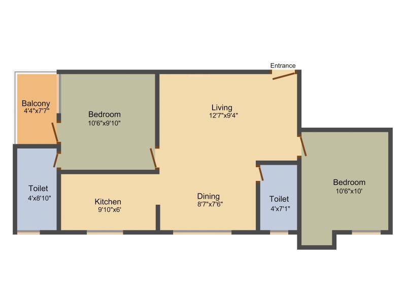 Arjun Properties Vishwamukha 2BHK+2T (779 sq ft)