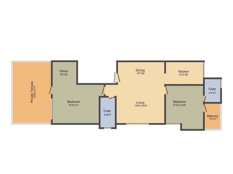 Arjun Properties Vishwamukha 2BHK+2T (899 sq ft)