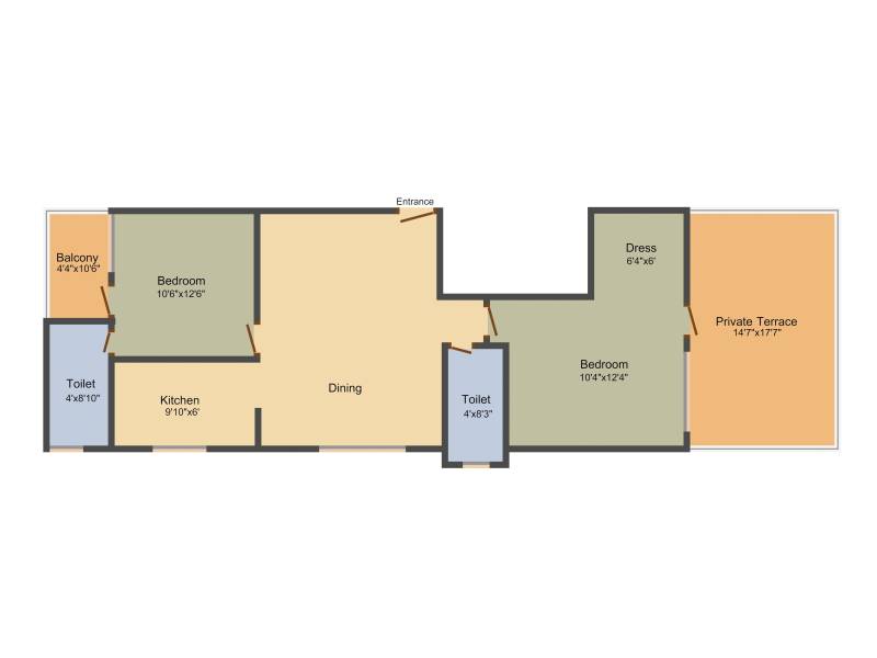 Arjun Properties Vishwamukha 2BHK+2T (938 sq ft)