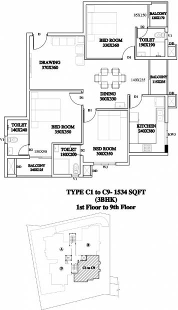 Oxoniya Identity (3BHK+3T (1,534 sq ft) 1534 sq ft)