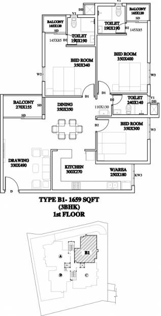 Oxoniya Identity (3BHK+3T (1,659 sq ft) 1659 sq ft)
