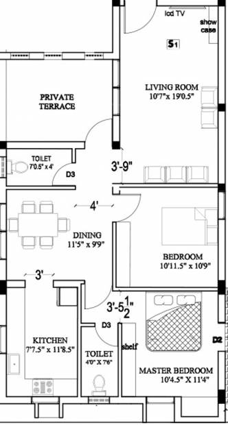 Anu Harshita (2BHK+2T (1,222 sq ft) 1222 sq ft)