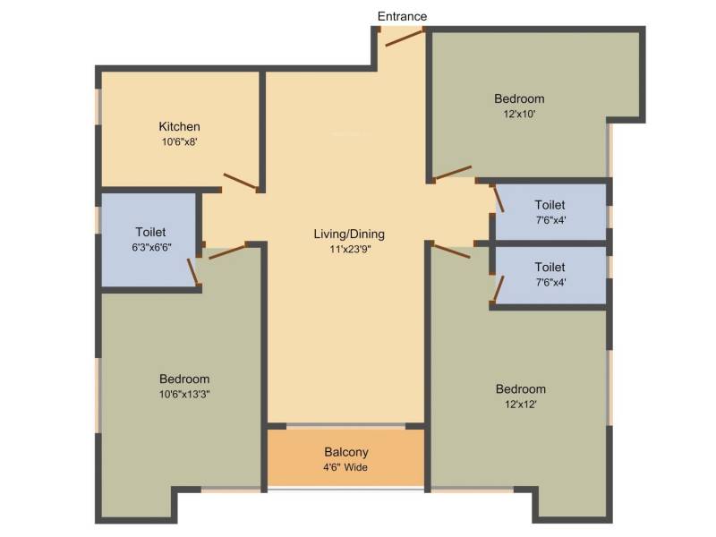 Ganges Ganges Sky (3BHK+3T (1,450 sq ft) 1450 sq ft)