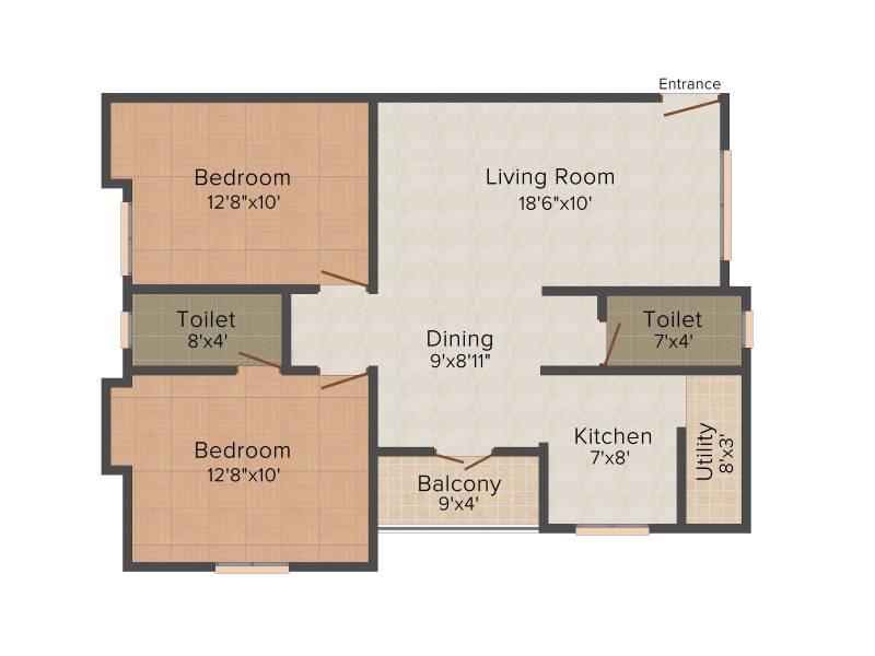 JD Blue Bell (2BHK+2T (1,038 sq ft) 1038 sq ft)