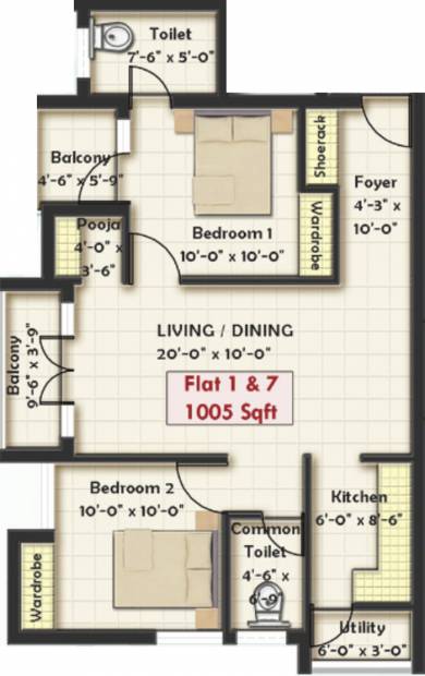 AHFL Imprressions (2BHK+2T (1,005 sq ft)   Pooja Room 1005 sq ft)