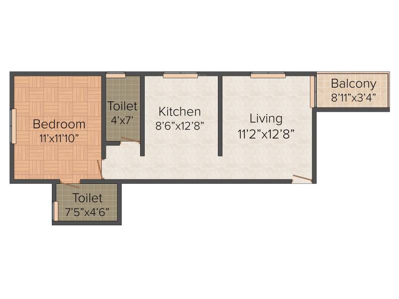 Vastukalp Utkarsh (1BHK+2T (628 sq ft) 628 sq ft)