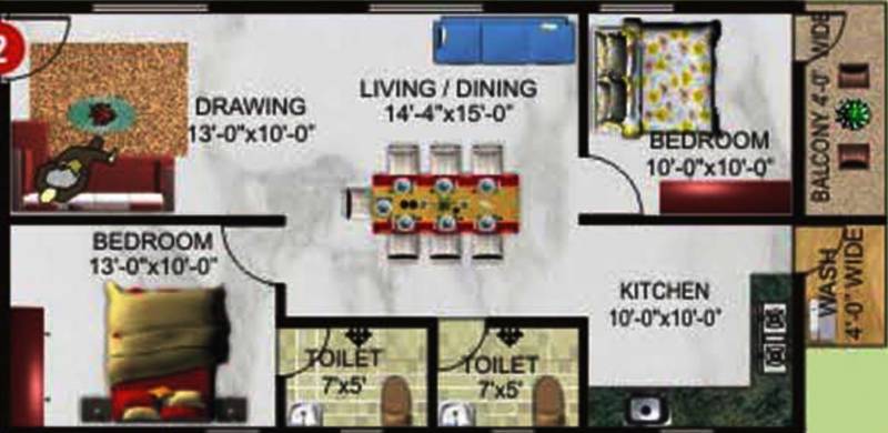 Excel Florance (2BHK+2T (1,089 sq ft) 1089 sq ft)