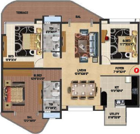 Windsor Amulyam (3BHK+2T (1,927 sq ft) 1927 sq ft)