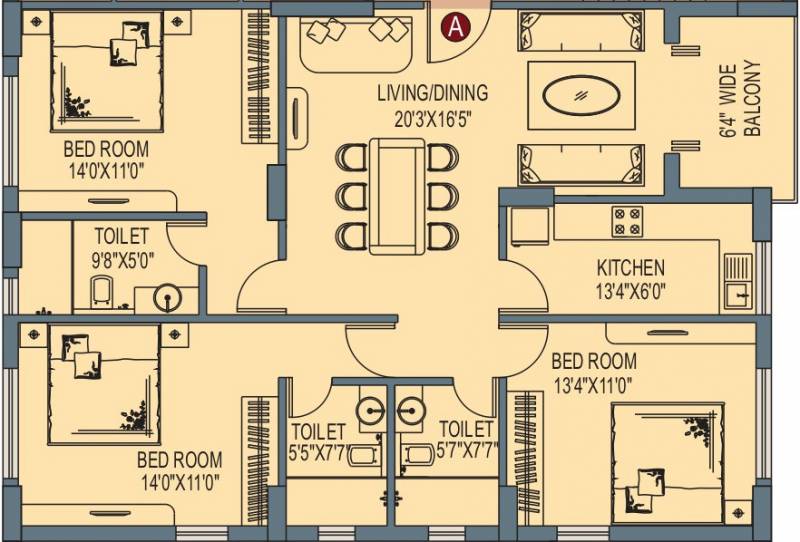 Mani Tiru Shivam (3BHK+3T (1,750 sq ft) 1750 sq ft)