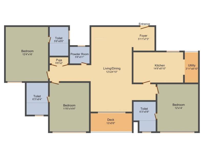 Akshaya Level Up (3BHK+4T (2,056 sq ft) + Pooja Room 2056 sq ft)