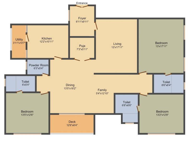 Akshaya Level Up (3BHK+4T (2,599 sq ft) + Pooja Room 2599 sq ft)