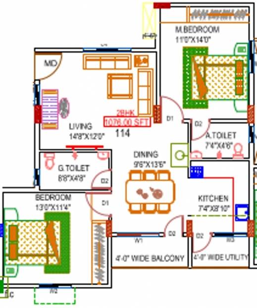 Someshwara Arcade (2BHK+2T (1,076 sq ft) 1076 sq ft)