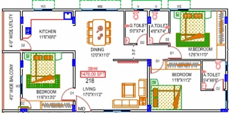 Someshwara Arcade (3BHK+3T (1,476 sq ft) 1476 sq ft)