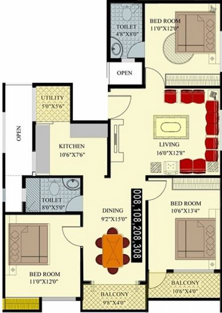 Srinivasa Elite (3BHK+2T (1,350 sq ft) 1350 sq ft)
