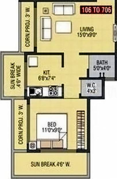 Ms Jaideep Vishnu Heights (1BHK+1T (653 sq ft) 653 sq ft)