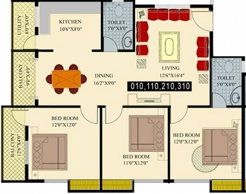Srinivasa Elite (3BHK+2T (1,409 sq ft) 1409 sq ft)