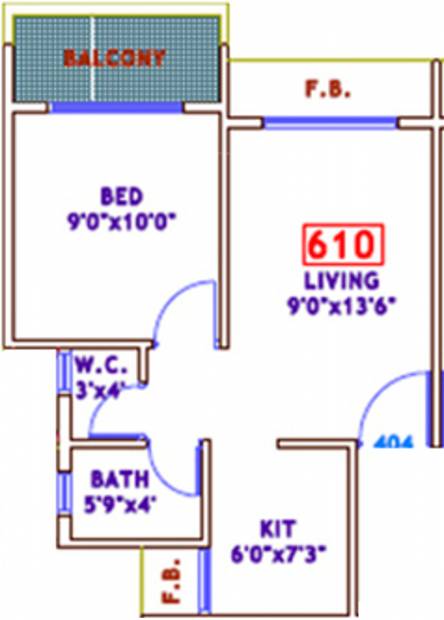 Gurukrupa Residency (1BHK+1T (610 sq ft) 610 sq ft)