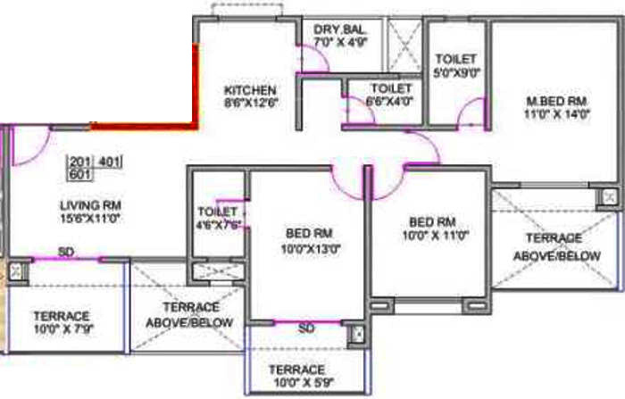 Trimurti Elina (3BHK+3T (1,381 sq ft) 1381 sq ft)