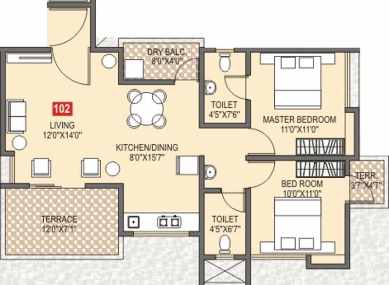 Sanskruti Sankalp (2BHK+2T (1,023 sq ft) 1023 sq ft)