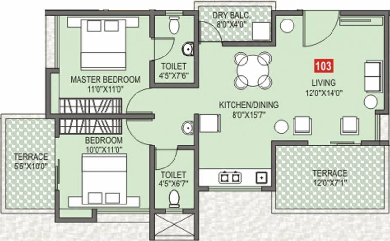 Sanskruti Sankalp (2BHK+2T (1,075 sq ft) 1075 sq ft)