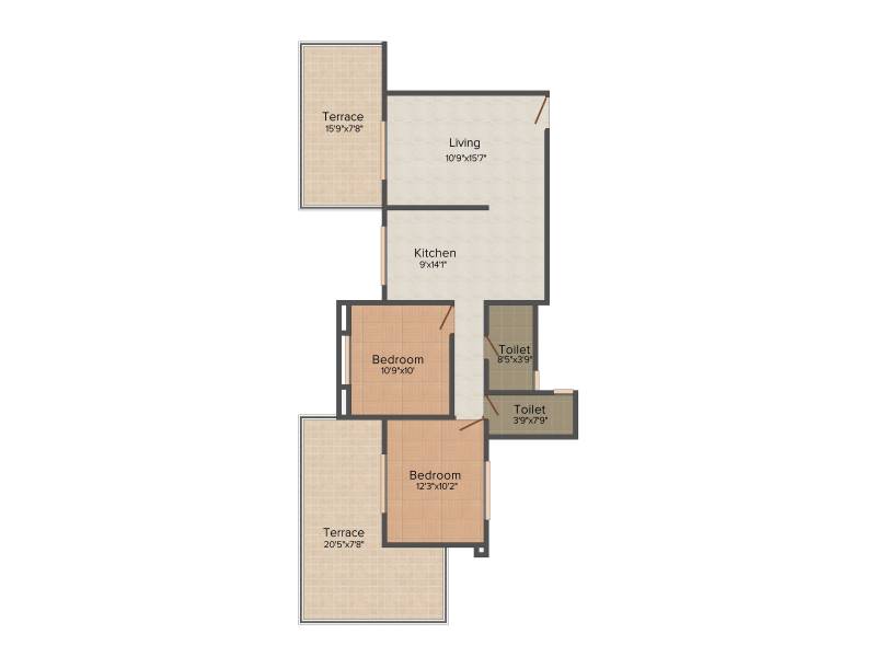 Aishwarya Mayuri Regency (2BHK+2T (1,195 sq ft) 1195 sq ft)
