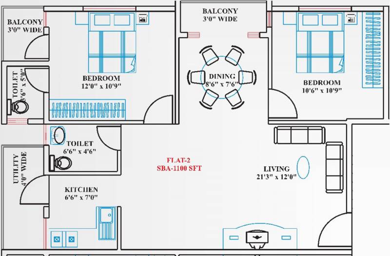 Reddy Makkuntam (2BHK+2T (1,100 sq ft) 1100 sq ft)