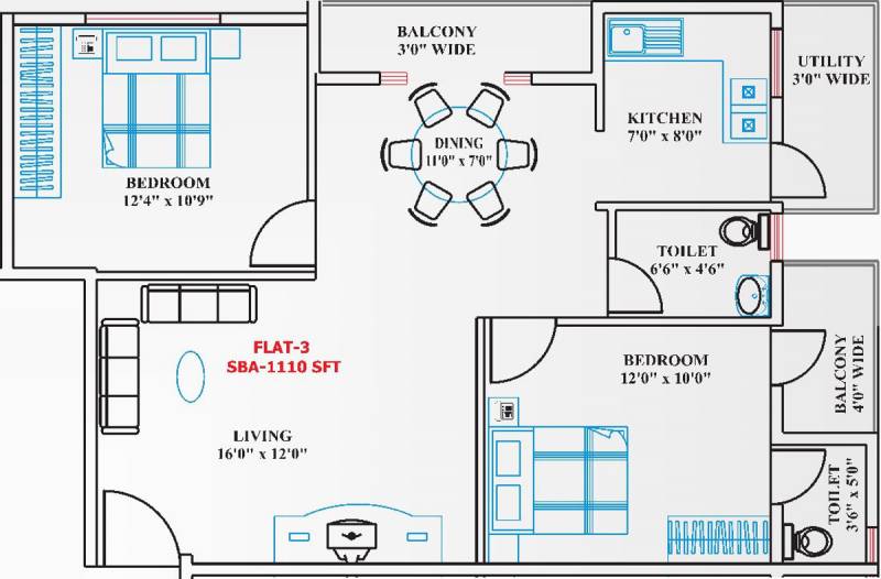 Reddy Makkuntam (2BHK+2T (1,110 sq ft) 1110 sq ft)