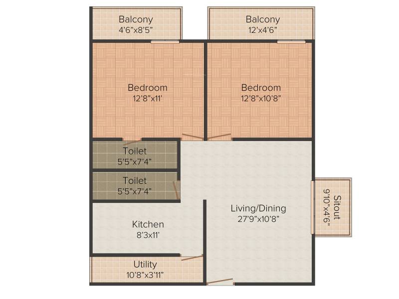 Ajmal Naunihal (2BHK+2T (1,268 sq ft) 1268 sq ft)