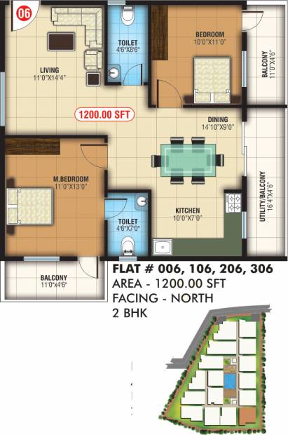 Abhee Prince (2BHK+2T (1,200 sq ft) 1200 sq ft)