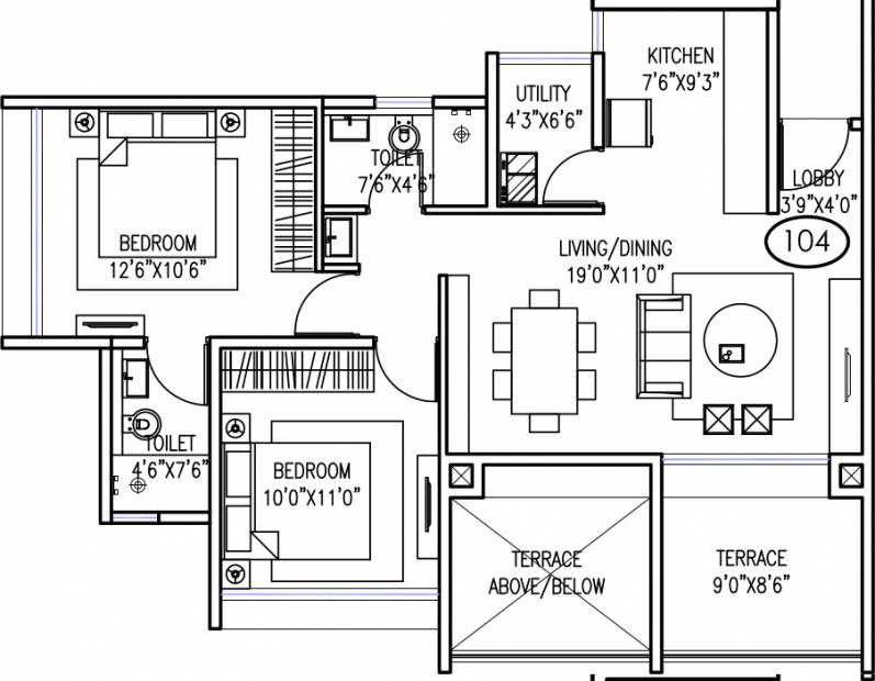 Goel Ganga Acropolis (2BHK+2T (982 sq ft) 982 sq ft)