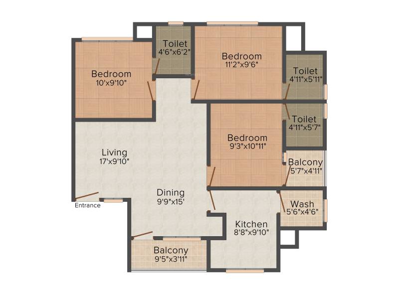Coral Utopia (3BHK+3T (1,143 sq ft) 1143 sq ft)