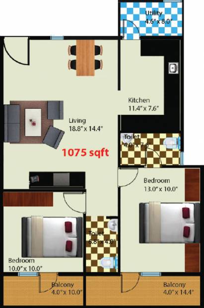 Lakshmi Anugrah (2BHK+2T (1,075 sq ft) 1075 sq ft)