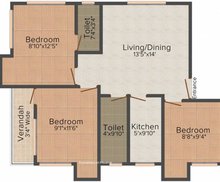 SC Construction 11 Nafar Chandra Das Road (3BHK+2T (1,172 sq ft) 1172 sq ft)