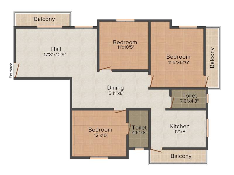 Sree Guru Galaxy 3BHK+2T (1,356 sq ft)