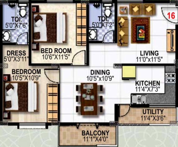 SLS Summer Fields (2BHK+2T (1,039 sq ft) 1039 sq ft)