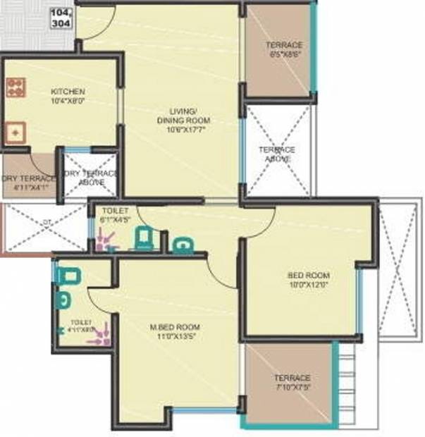 Sunny Sai Aashirwad (2BHK+2T (992 sq ft) 992 sq ft)