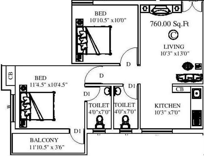 Inforich Divinity (2BHK+2T (760 sq ft) 760 sq ft)