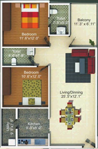 NVS Soma Enclave (2BHK+2T (1,209 sq ft) 1209 sq ft)