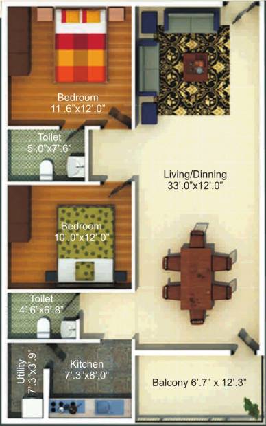 NVS Soma Enclave (2BHK+2T (1,284 sq ft) 1284 sq ft)