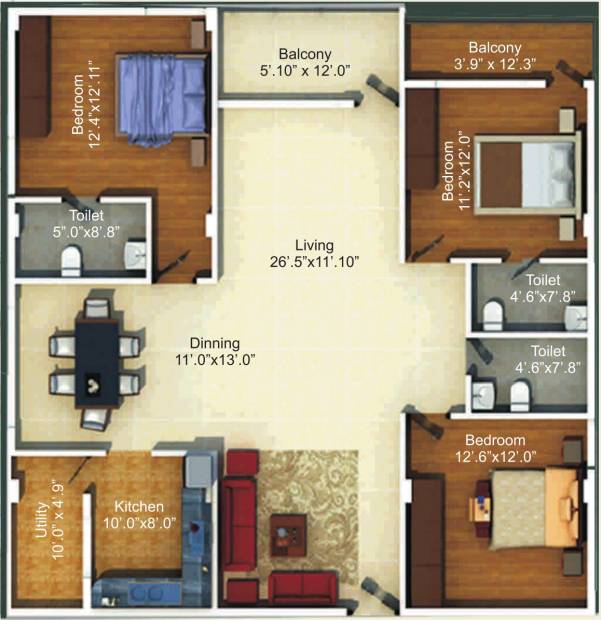 NVS Soma Enclave (3BHK+3T (1,924 sq ft) 1924 sq ft)
