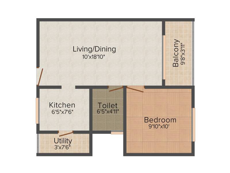 Altius Ardour (1BHK+1T (610 sq ft) 610 sq ft)