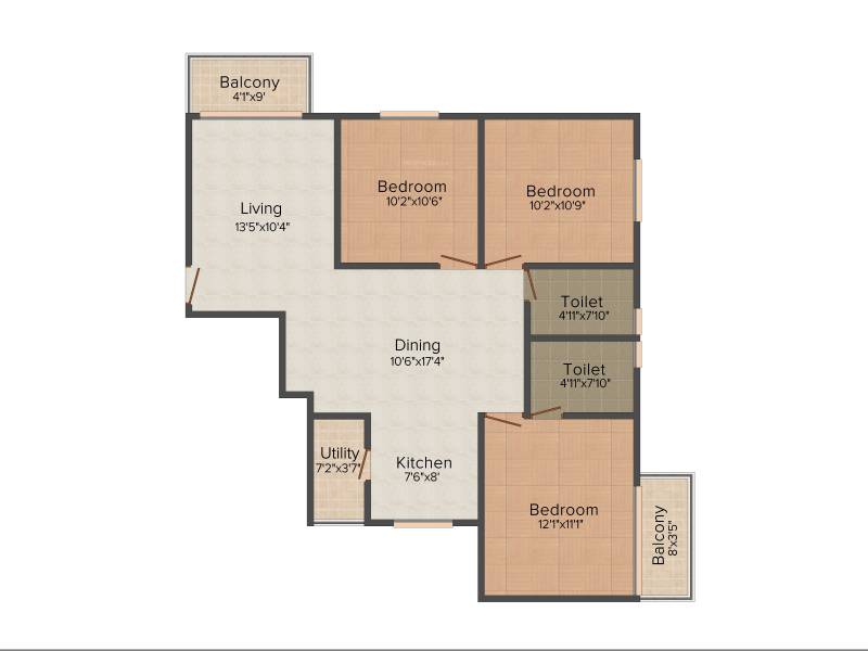 Altius Ardour (3BHK+2T (1,170 sq ft) 1170 sq ft)