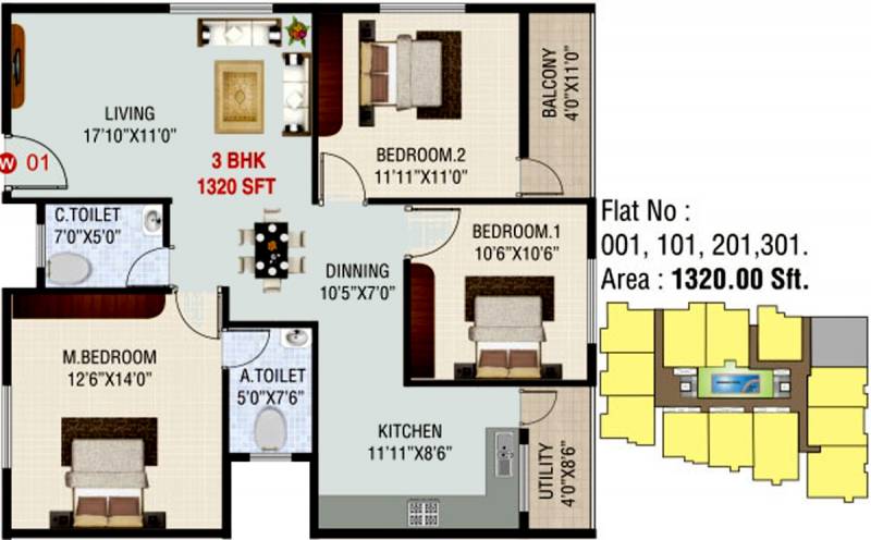 Laxmi Global Meadows (3BHK+2T (1,320 sq ft) 1320 sq ft)