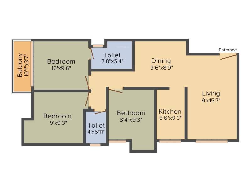 Shree OHM Towers (3BHK+2T (952 sq ft) 952 sq ft)