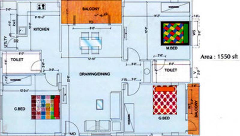 Neha Group Lotus (3BHK+3T (1,550 sq ft) 1550 sq ft)
