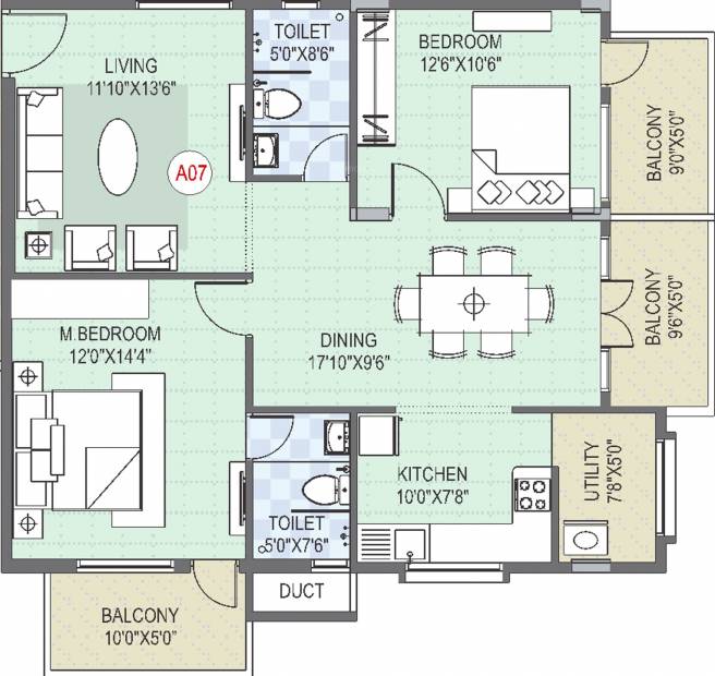 Sahasra Grand (2BHK+2T (1,335 sq ft) 1335 sq ft)