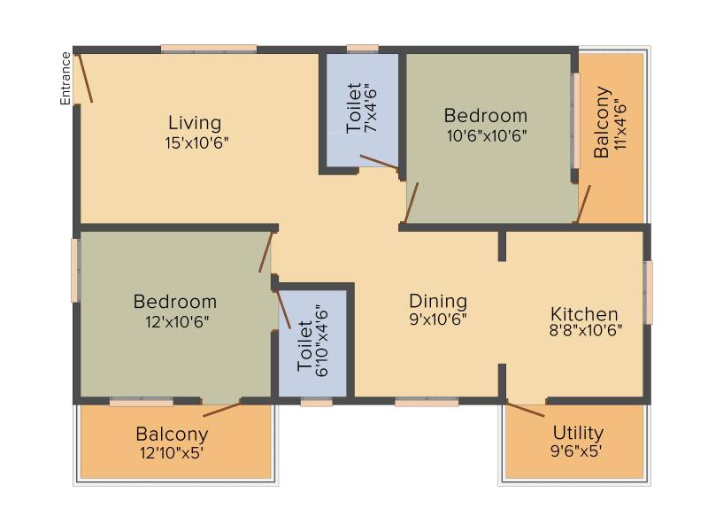 BRR Sai Sankalp (2BHK+2T (1,147 sq ft) 1147 sq ft)