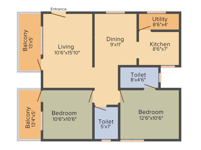 BRR Sai Sankalp (2BHK+2T (1,155 sq ft) 1155 sq ft)