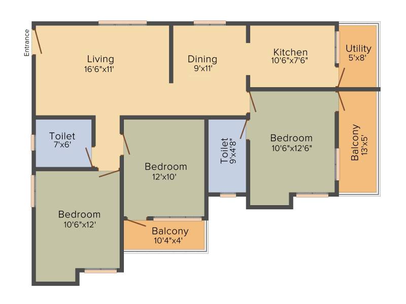BRR Sai Sankalp (3BHK+2T (1,383 sq ft) 1383 sq ft)